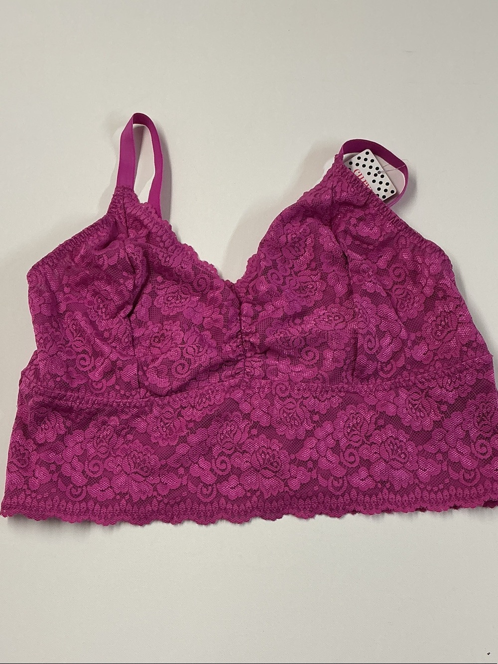 Plunge Lace Bralette in Bright Magenta